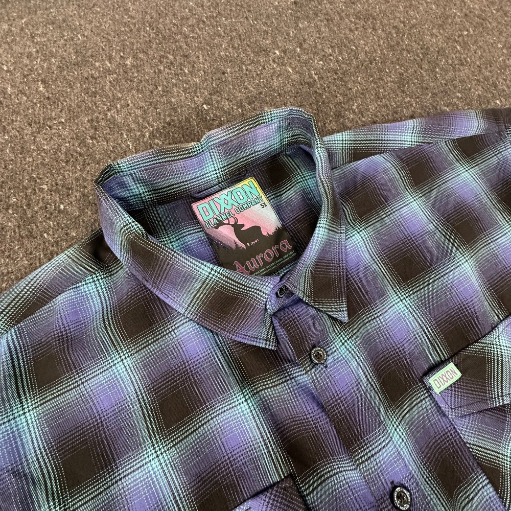Dixxon Flannel Company Button Up Men 5X Blue Aurora Plaid Long Sleeve Shirt